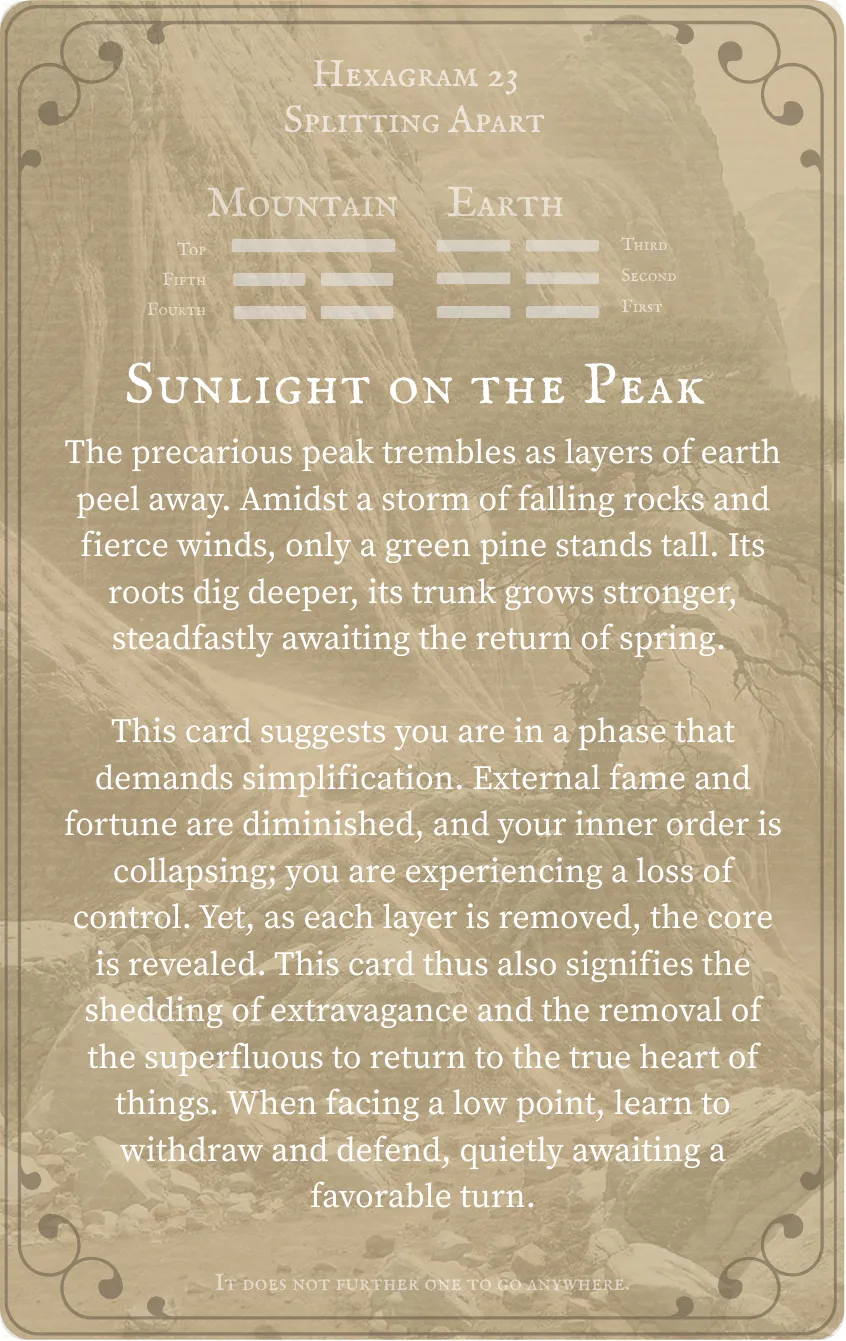 Hexagram 23 Splitting Apart Card — Back