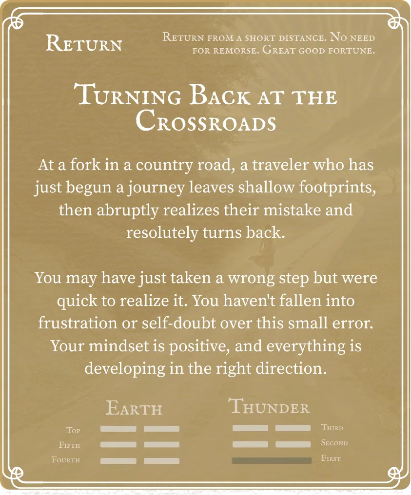 Hexagram 24 Return (The Turning Point) — First Nine Card Back