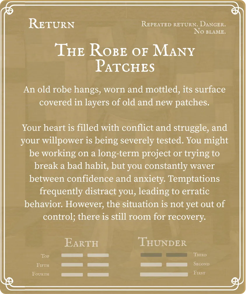 Hexagram 24 Return (The Turning Point) — Six in the Third Card Back