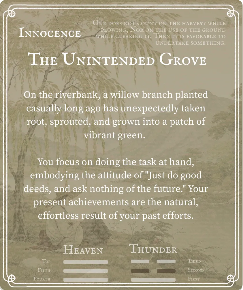 Hexagram 25 Innocence (The Unexpected) — Six in the Second Card Back