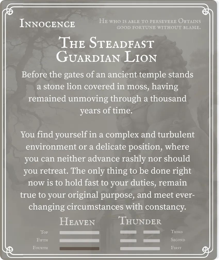 Hexagram 25 Innocence (The Unexpected) — Nine in the Fourth Card Back