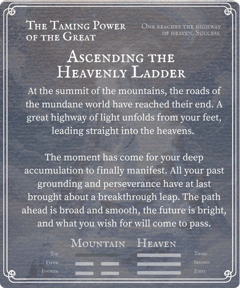 Hexagram 26 Nine at the Top — Card Back