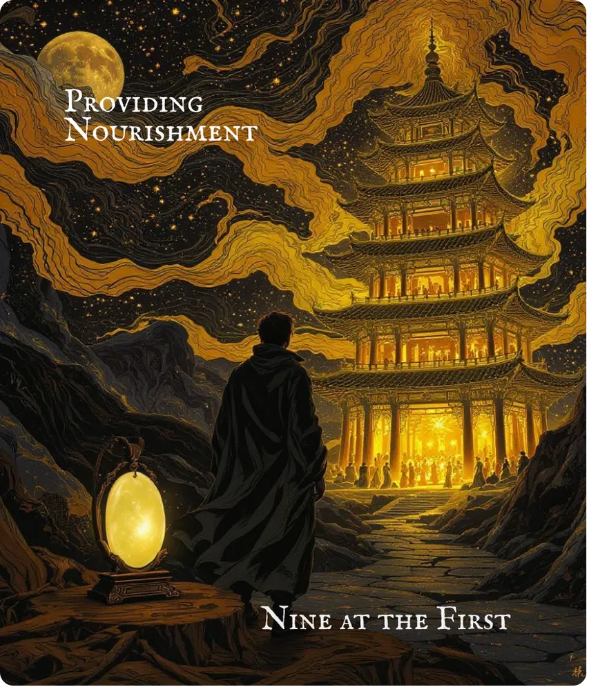 Hexagram 27 First Nine Line Card