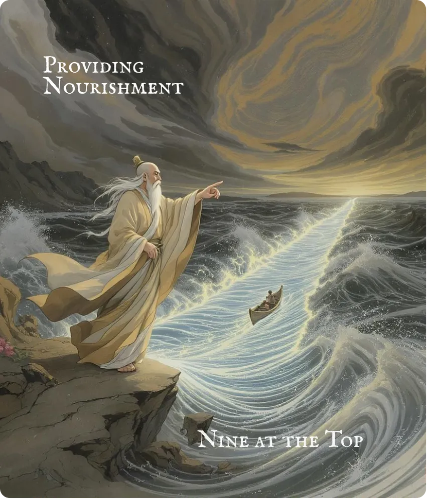 Hexagram 27 Nine at the Top Line Card