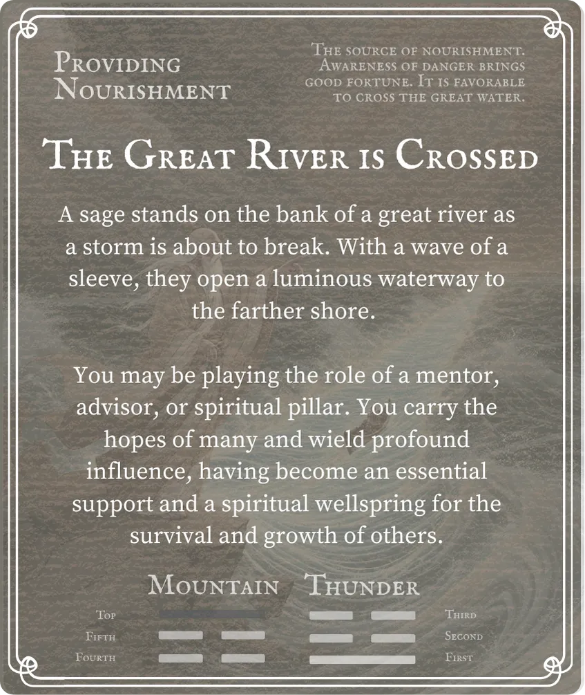 Hexagram 27 Nine at the Top — Card Back