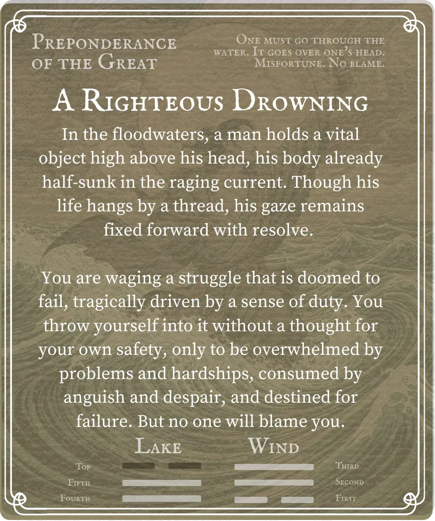 Hexagram 28 Six at the Top — Back