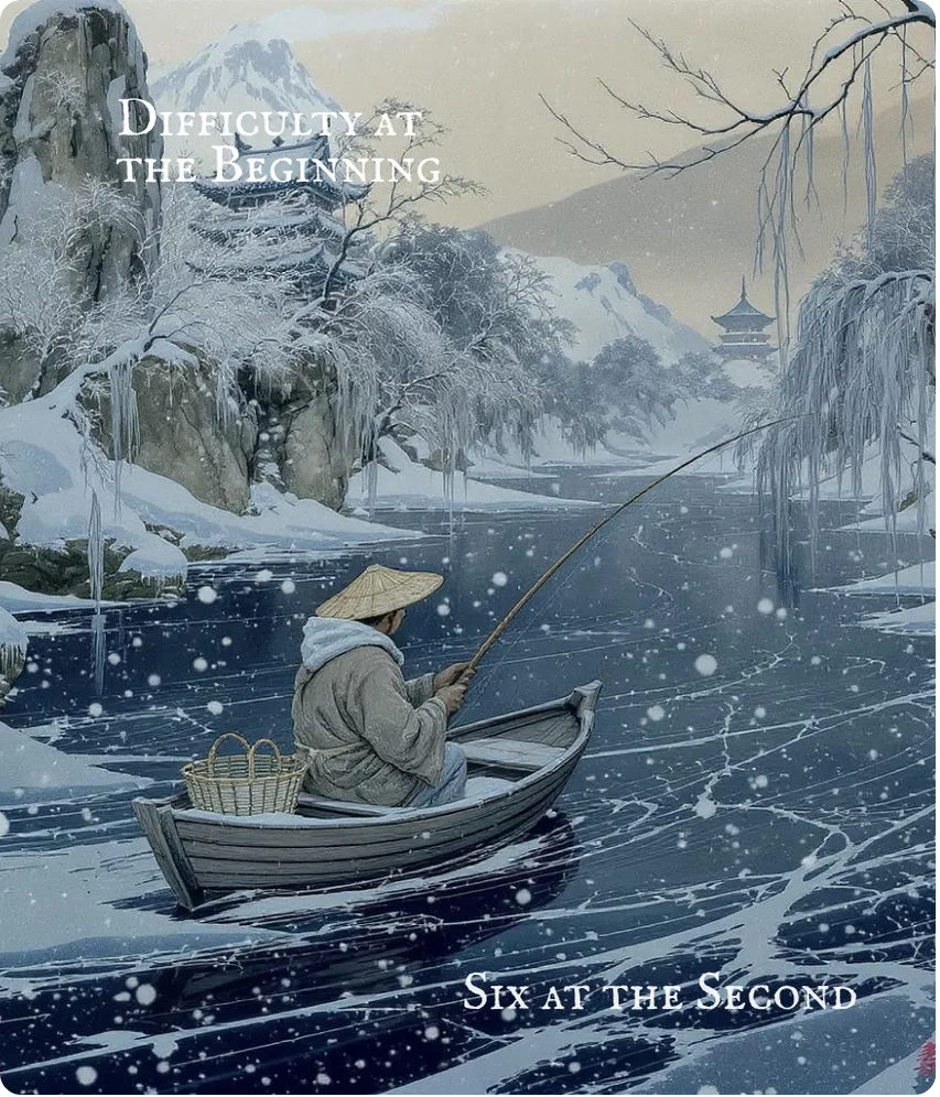 Hexagram 3 Six in the Second — Difficulties Pile Up Card