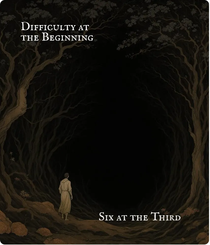 Hexagram 3 Difficulty at the Beginning — Six in the Third Line Front