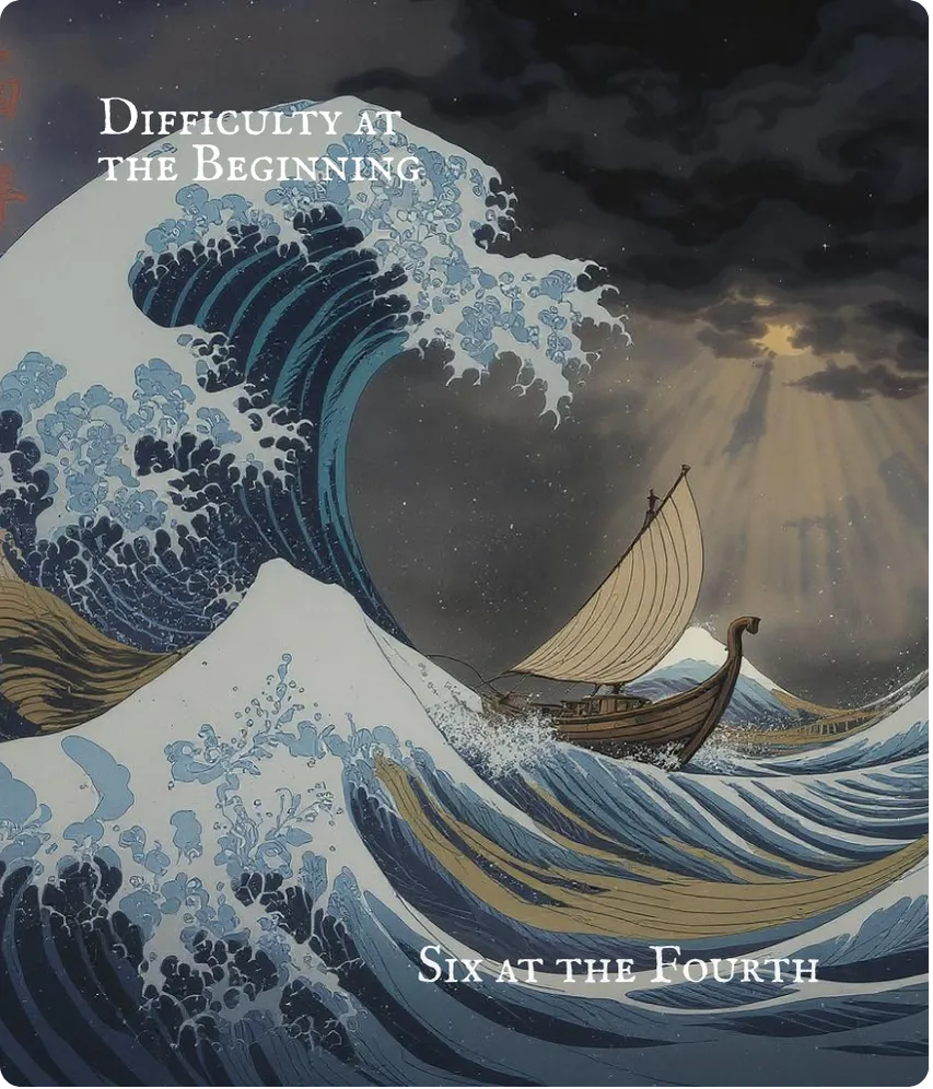 Hexagram 3 Difficulty at the Beginning — Six in the Fourth Line Front