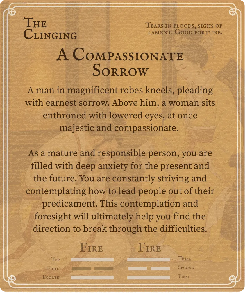 Hexagram 30 Six in the Fifth — Back