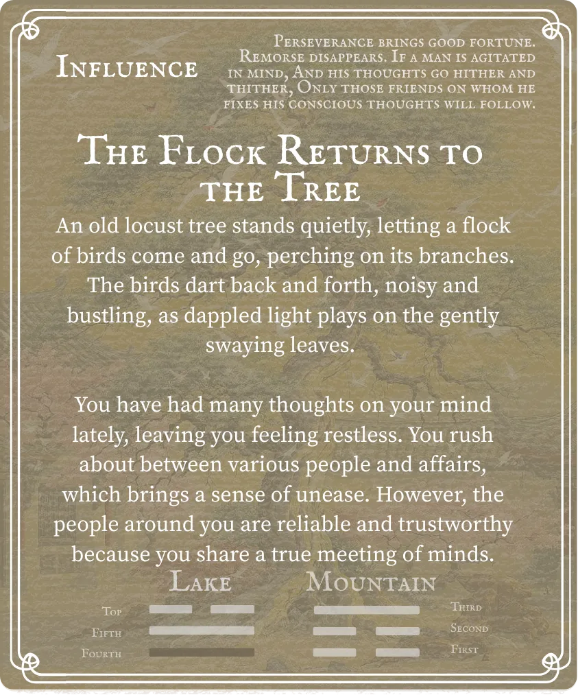 Hexagram 31 Nine in the Fourth — Back