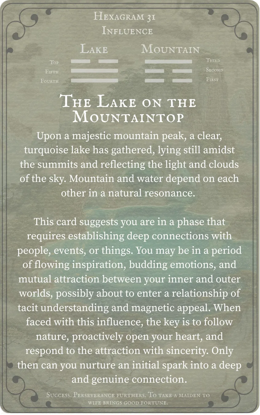 Hexagram 31 Influence (Wooing) — Card Back