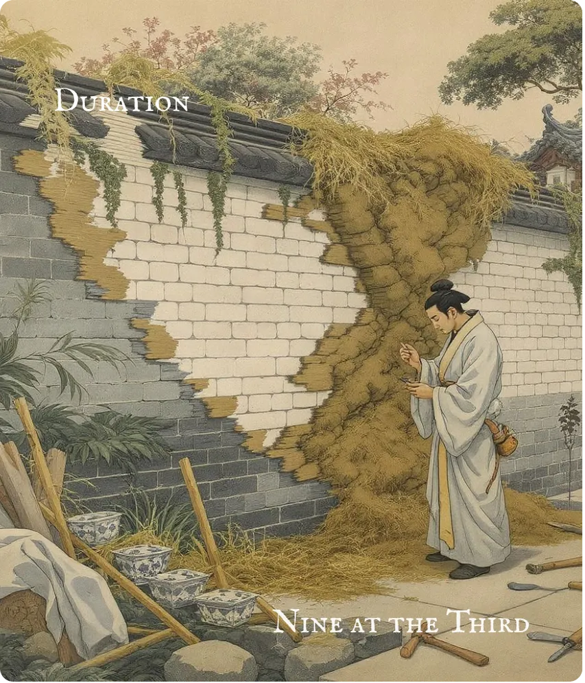 Hexagram 32 Nine in the Third — The Wall of Shame Card