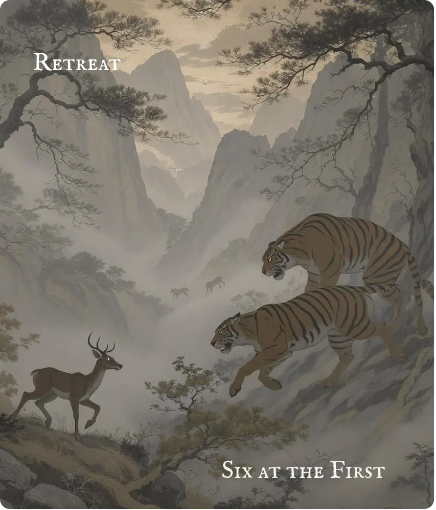 Hexagram 33 First Six — Danger of the Tail Card