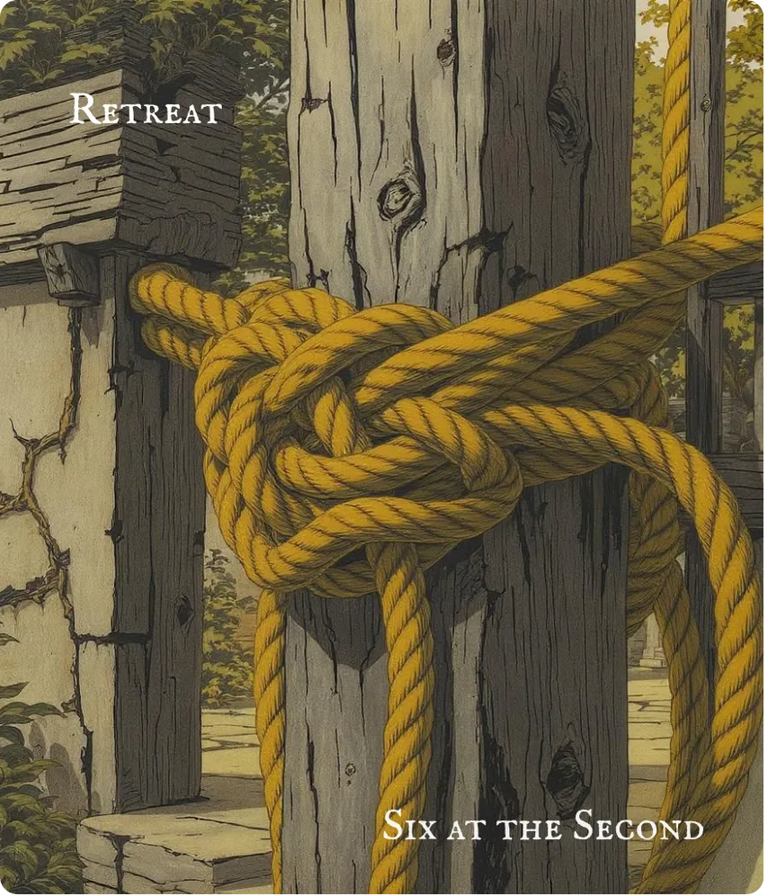 Hexagram 33 Six in the Second — The Binding Cord Card