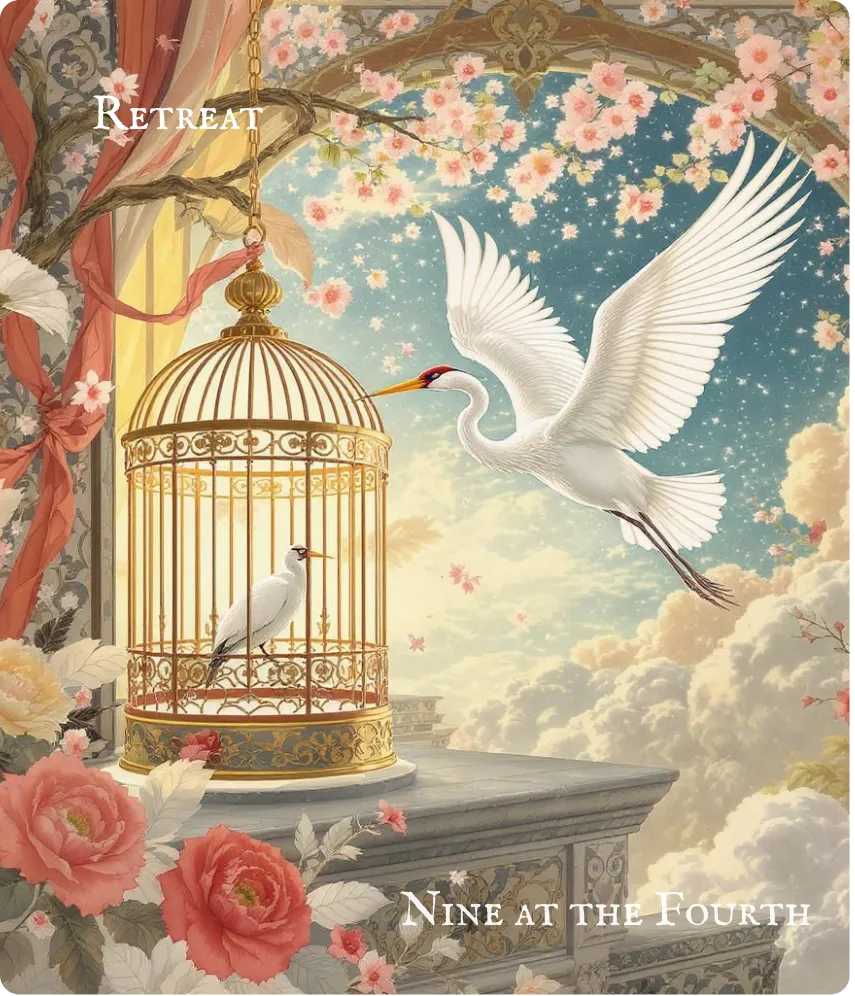 Hexagram 33 Nine in the Fourth — The Caged Bird Card