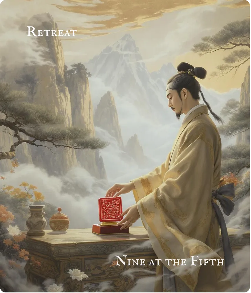 Hexagram 33 Nine in the Fifth — Returning the Seal Card