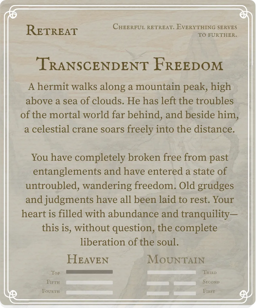 Hexagram 33 Retreat Nine at the Top Line — Back