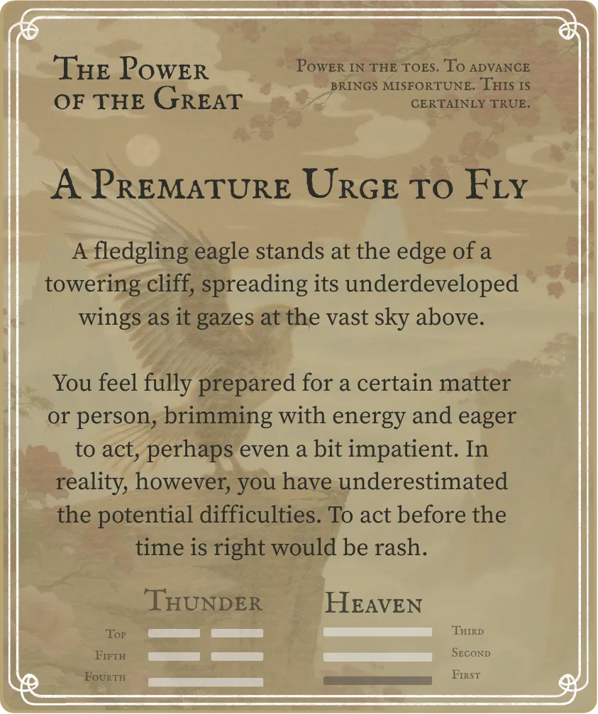 Hexagram 34 The Power of the Great First Nine Line — Back