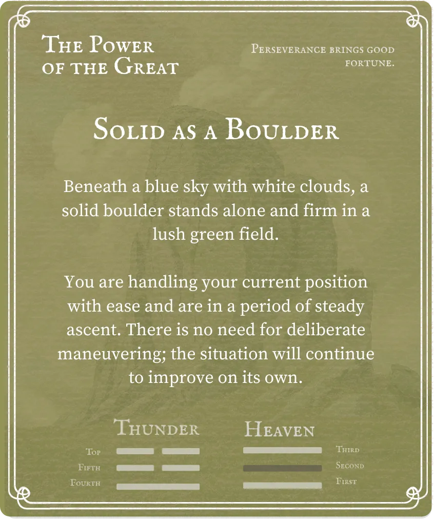 Hexagram 34 The Power of the Great Nine in the Second Line — Back