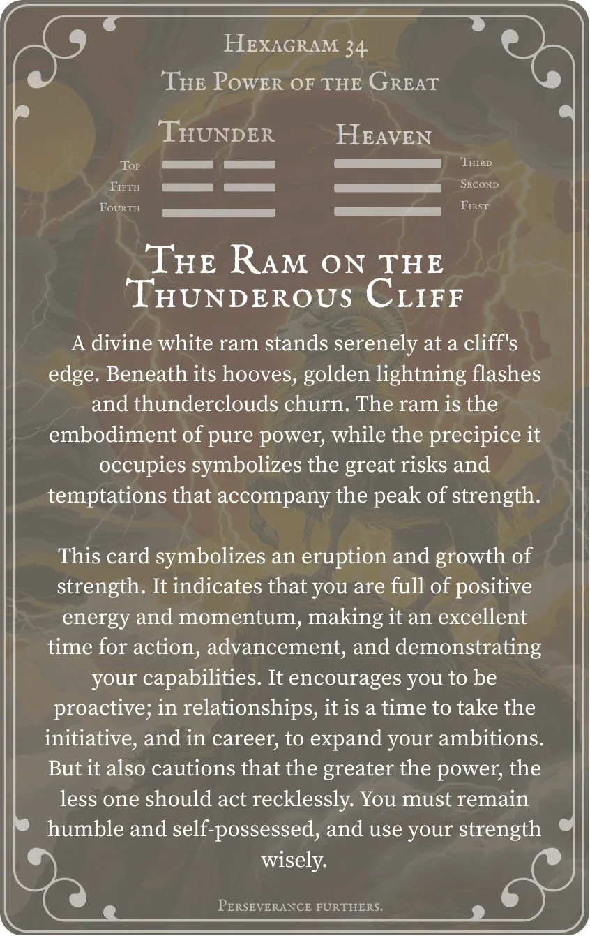 Hexagram 34 The Power of the Great Card — Back