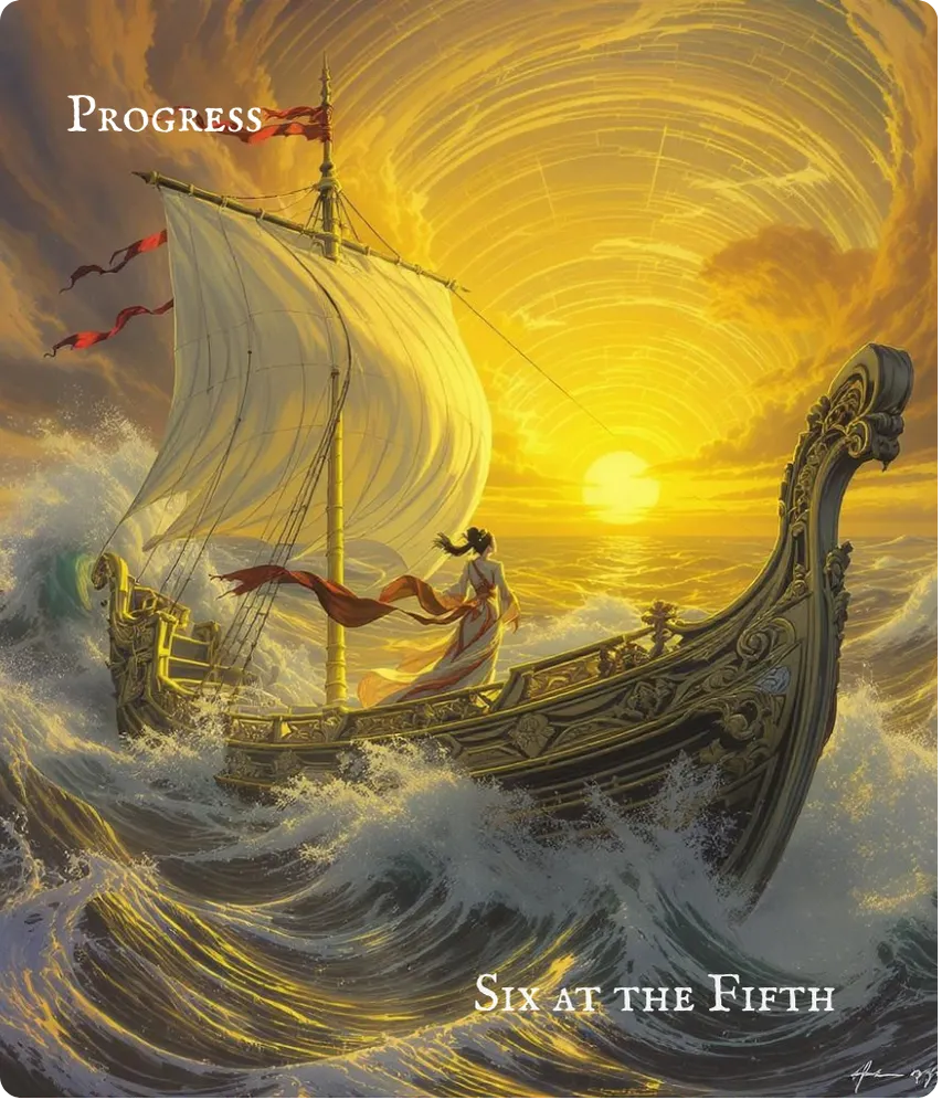 Hexagram 35 Six in the Fifth — Advancing Without Hesitation Card