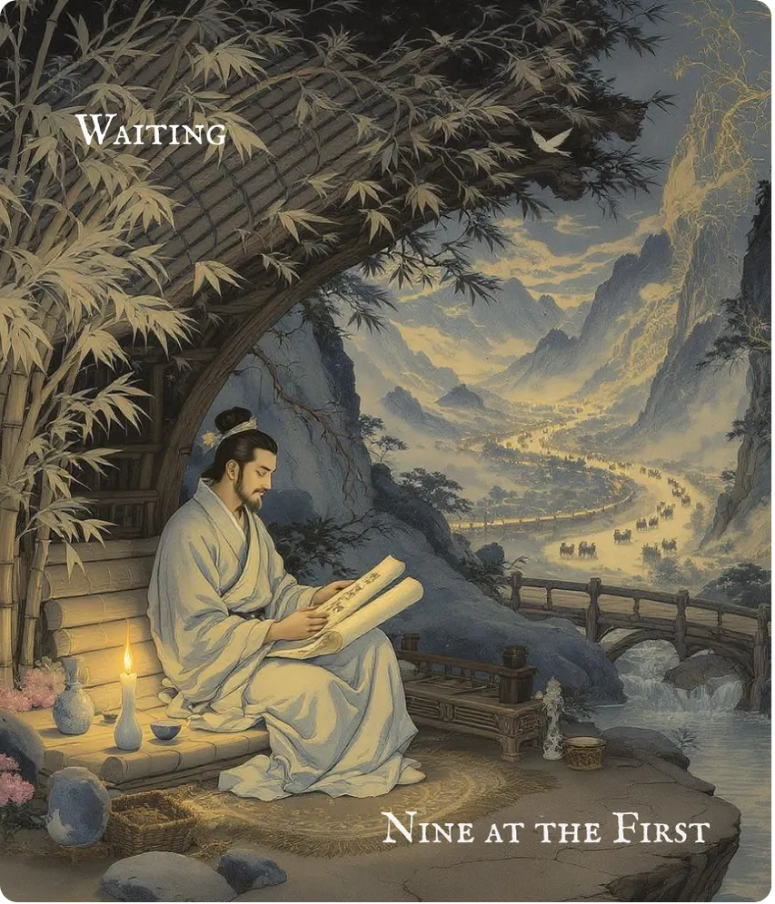 Hexagram 5 First Nine — Waiting in the Outskirts Card