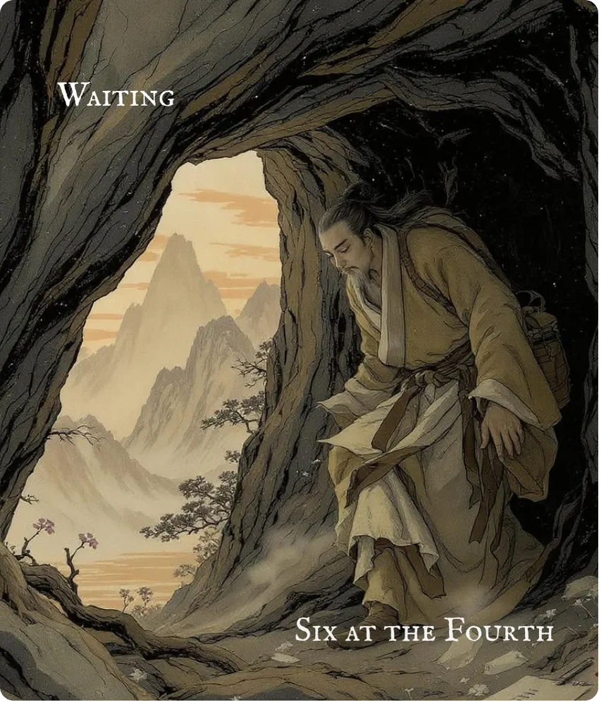 Hexagram 5 Fourth Six — Waiting in Blood Card