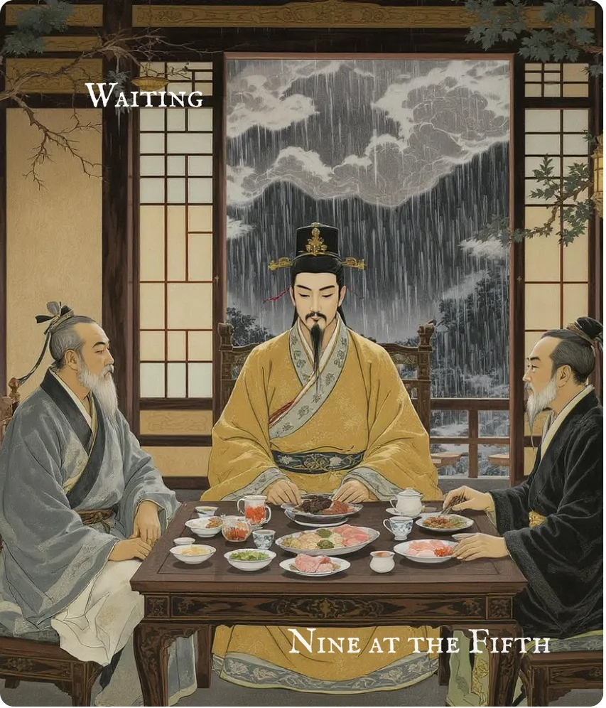 Hexagram 5 Fifth Nine — Waiting with Wine and Food Card