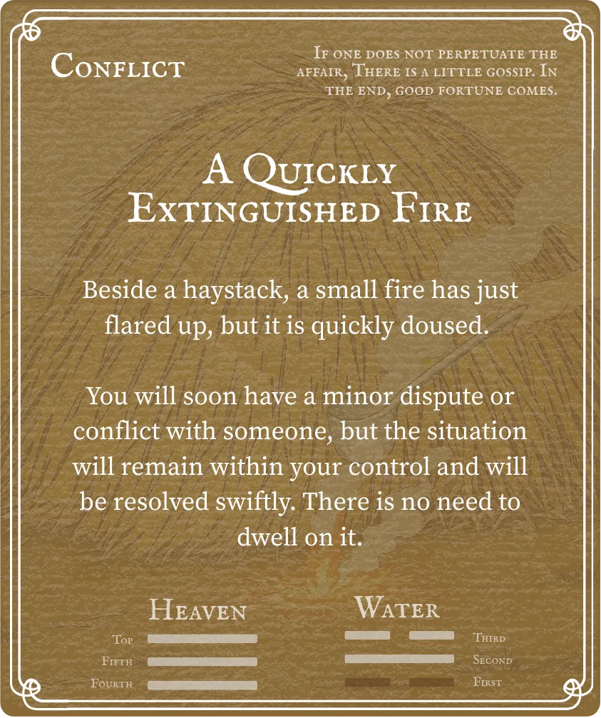 Hexagram 6 Conflict — First Six Card Back