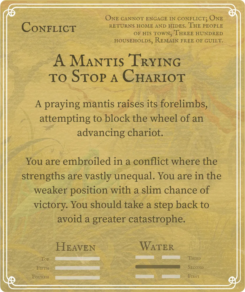 Hexagram 6 Conflict — Nine in the Second Card Back