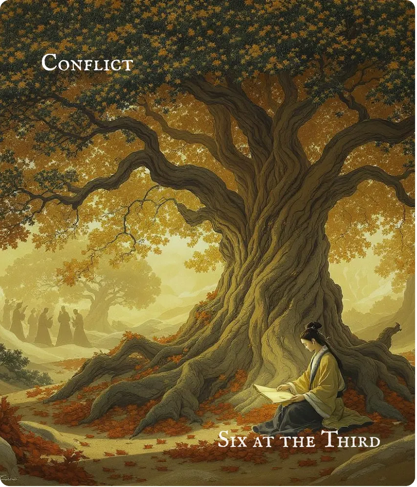Hexagram 6 Conflict — Six in the Third Line Card