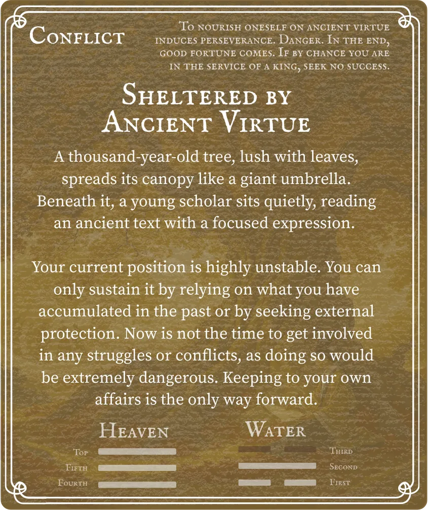 Hexagram 6 Conflict — Six in the Third Card Back