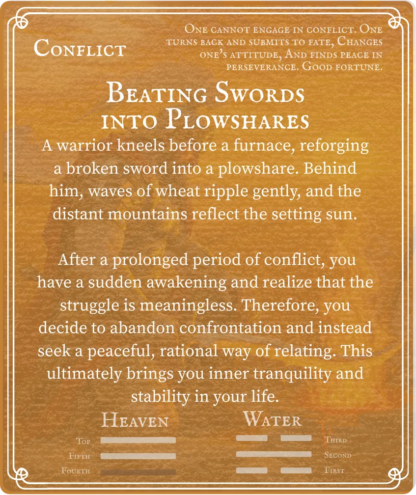 Hexagram 6 Conflict — Nine in the Fourth Card Back