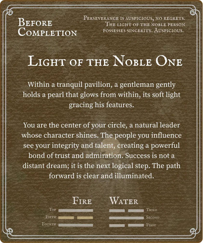 Hexagram 64 Line 5 Yilore card back