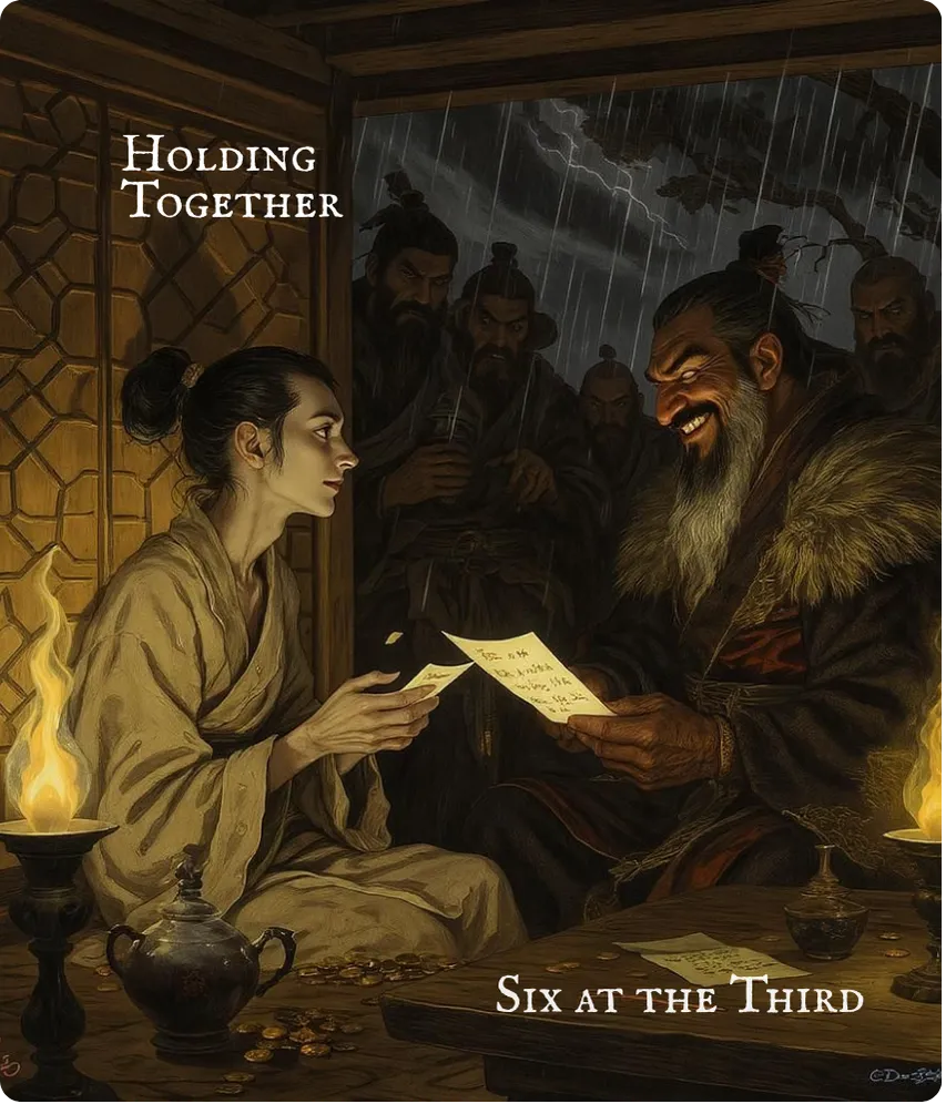 Hexagram 8 Holding Together (Union) — Six in the Third Card Front