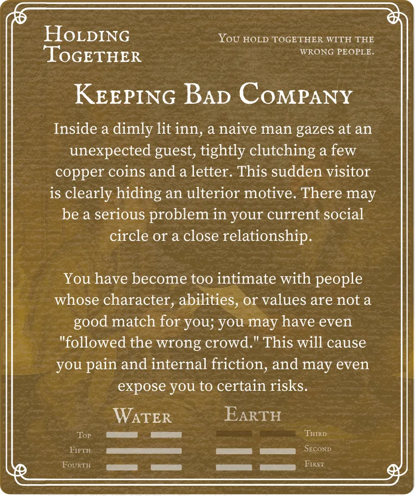 Hexagram 8 Holding Together (Union) — Six in the Third Card Back