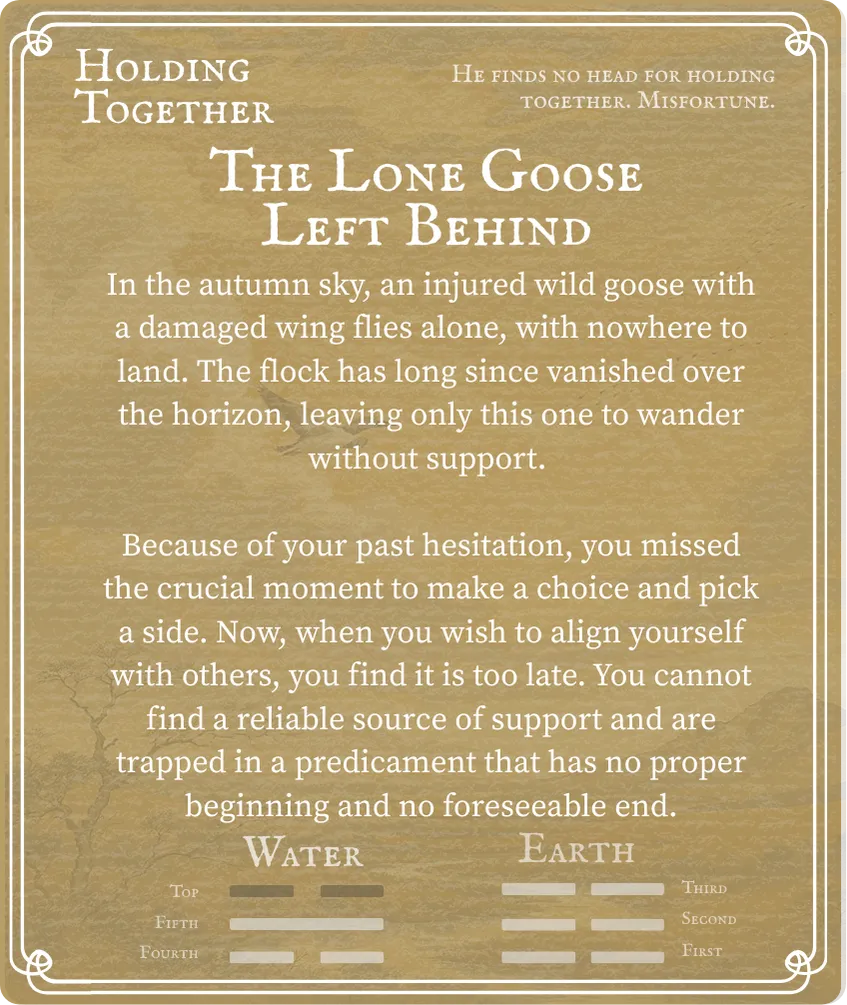 Hexagram 8 Holding Together (Union) — Six at the Top Card Back